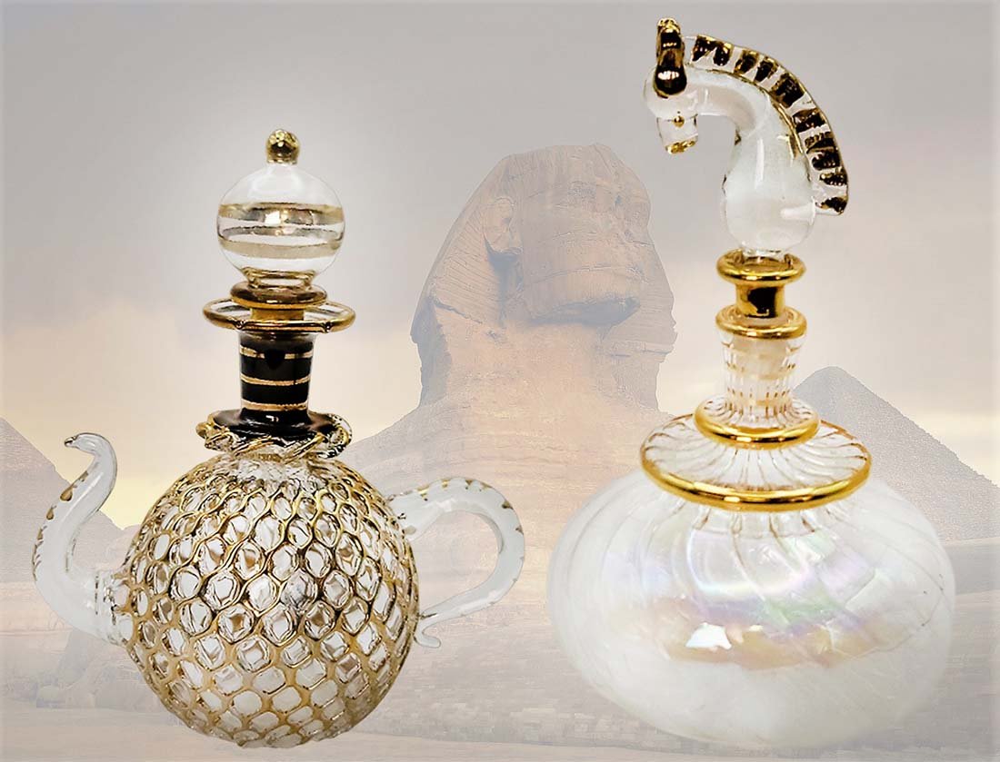 Lot Of Two Egyptian Glass Perfume Bottle Glasses (1 of 10)