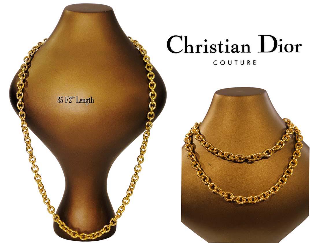 Vintage Christian Dior Gold Plated Necklace \ Choker Chain (1 of 5)
