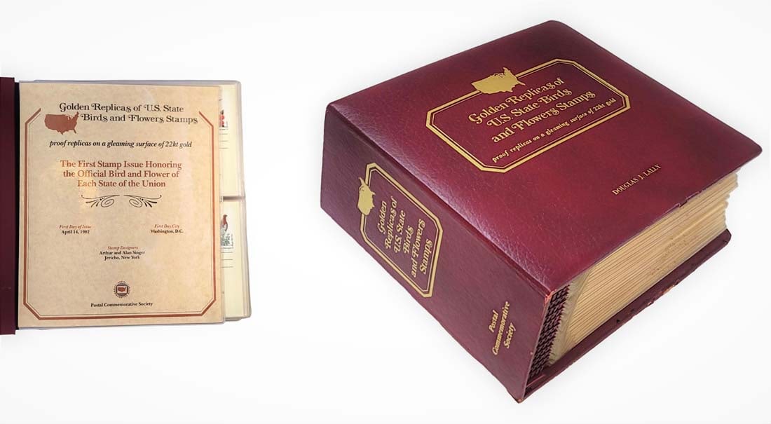 22k Plated Golden Replicas Of United States Birds & Flowers Stamps All 50 States (1 of 11)