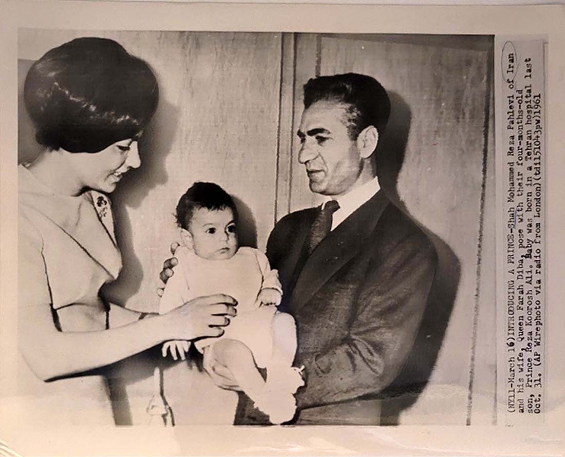 An Original AP Press Photos of Iran King & Queen with Prince Reza Pahlavi , 1961: An Original Press Photos of Iran Persian King Mohammadreza Pahlavi and Queen Farah Diba with their 4 months son, Prince Reza Pahlavi in a hospital at Tehran, 10/31/1961 by Associated Press News agency