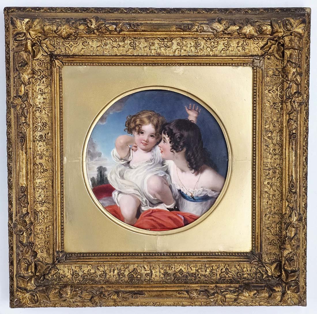 19th C. German Porcelain Plaque After Sir Thomas Lawrence By George Gray: 19th C. German Porcelain Plaque After Sir Thomas Lawrence By George Gray. 13 7/8" x 13 7/8"