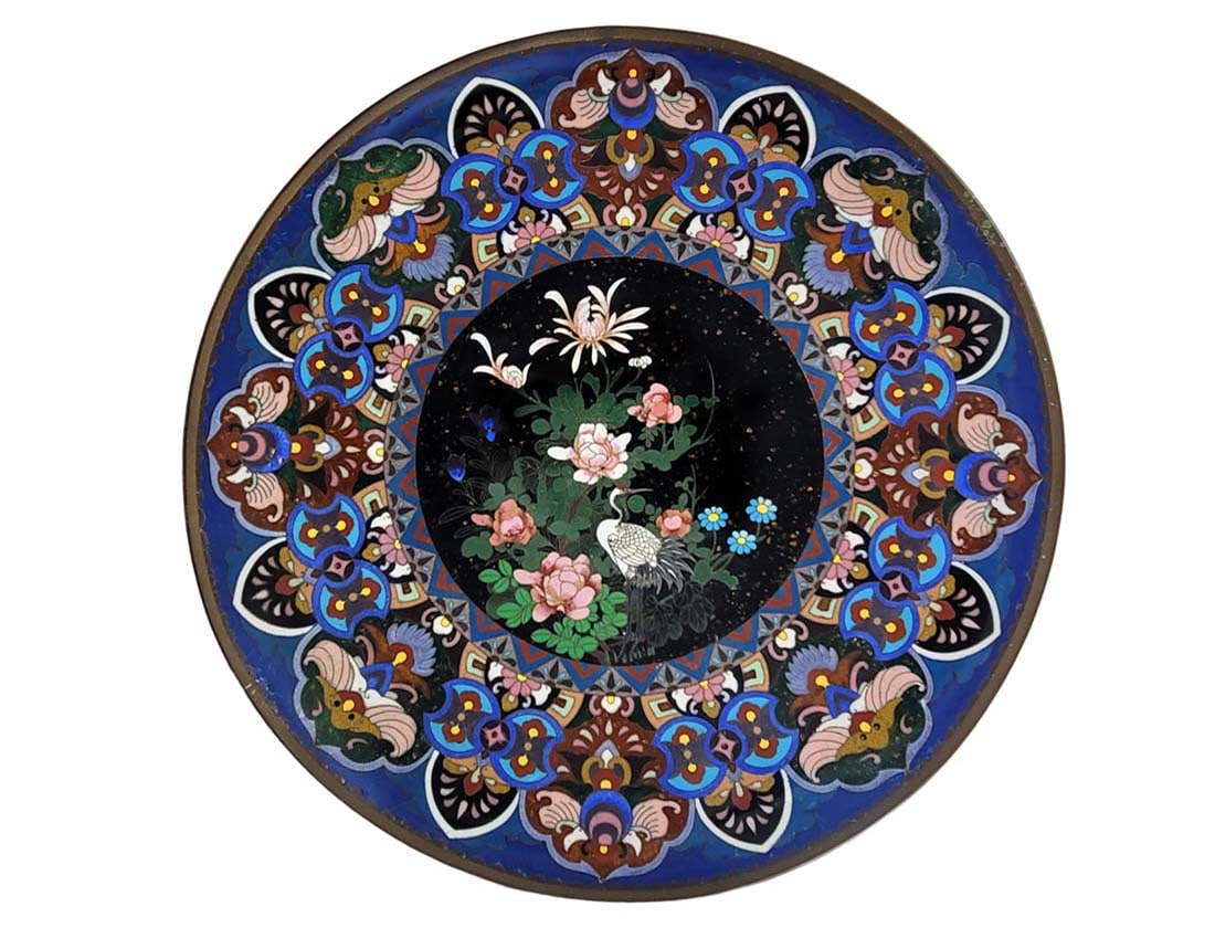 Chinese Cloisonne enamel charger Plate: Chinese Cloisonne enamel charger Plate. D 14"