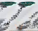 Pair Of 19th C. Figural Silver-Plate with Malachite Centerpieces / Taza