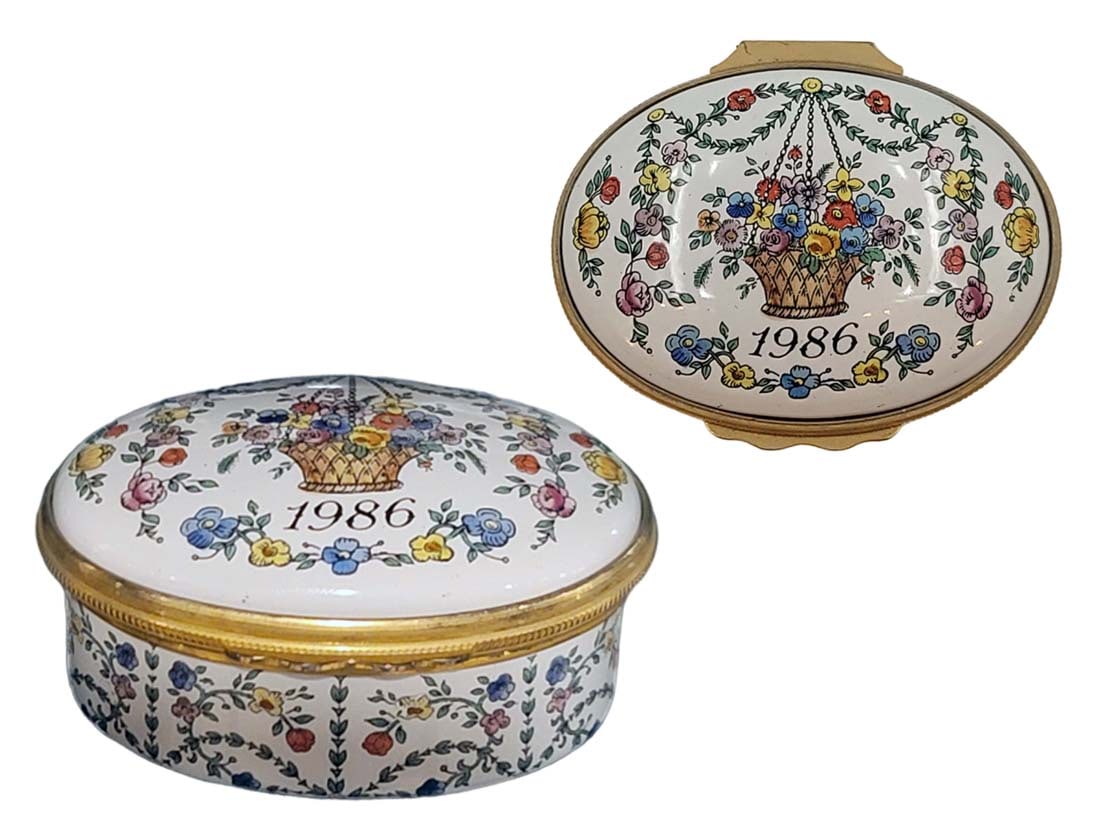 1986 Floral  Halcyon Days Enamel Trinket Box (1 of 5)