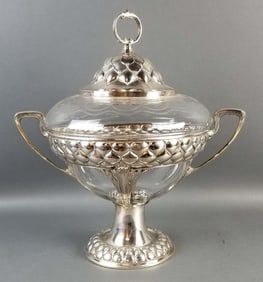 A WMF Art Nouveau Silver plated and Glass Punch Bowl