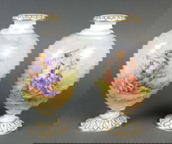 Pair of French Baccarat Opaline Vases