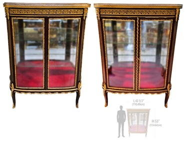 Pair of 19th C. French Bronze Mounted Vitrines