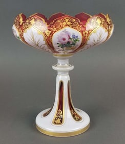 19th C. Diamond Cut Bohemian Centerpiece