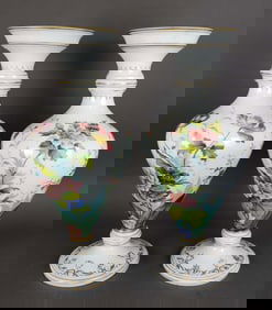 Pair of Large 19th C. Baccarat Opaline Vases