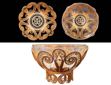 19th C. Filigree With Baccarat Glass Candy Dish