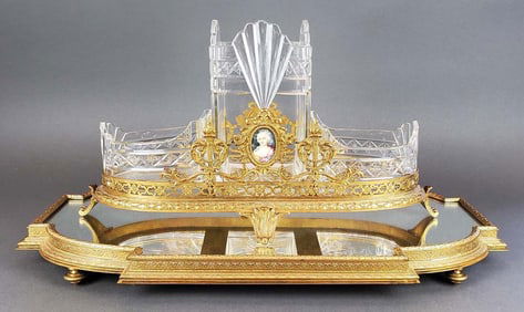 French Bronze & Baccarat Crystal Centerpiece w/