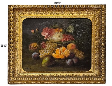 19th C. Oil On Canvas Flower Painting Signed By Diart, Circa 1857