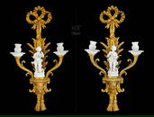 Pair Of French Bisque Porcelain Mounted Twin Branch Sconces