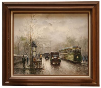 Oil on Canvas Painting Paris by J. Gatson