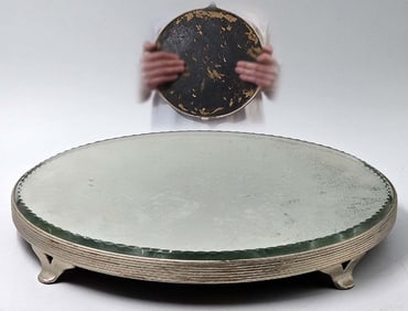 20th C. Display Plateau Silver-Plated Mirror