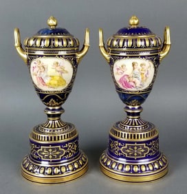 Pair of 19th C. Austrian Royal Vienna Vases