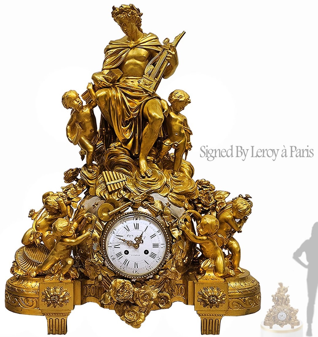 19th C. Monumental French Bronze Figural Clock Signed By Leroy Paris (1 of 13)