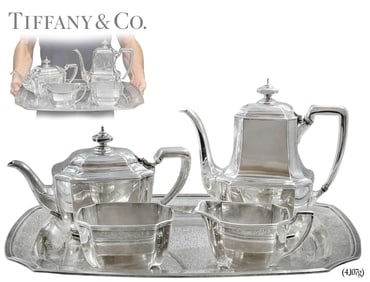 Mid C. Tiffany & Co. Sterling Silver (4,107grams) Five-Pieces Tea Set