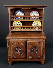 French Miniature Buffet w/ Plates, Circa 1900