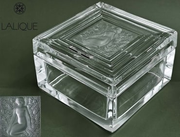 Clear & Frosted Crystal Trinket Lidded Lalique Box