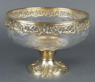 19th C. German Silver and Crystal Centerpiece