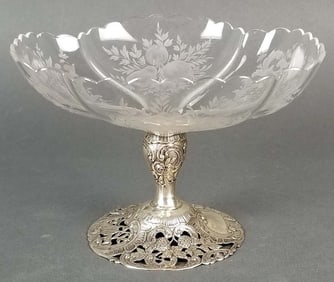 19th C. German Silver and Crystal Centerpiece