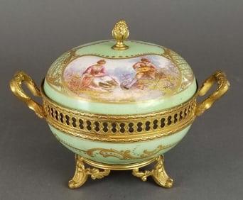 Ovington Porcelain & Bronze Covered Jewelry Box