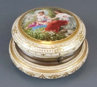 19th C. Royal Vienna Hand Painted Jewelry Box