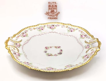 19th C. Limoges France Elite Works Dish With Side Handles Cake Plate