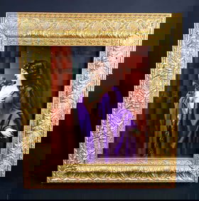 KPM Plaque of Young Woman in Purple, Circa 1890