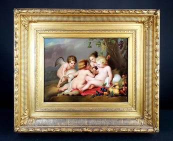 KPM Plaque in Giltwood Frame "Reubens Painting", Circa