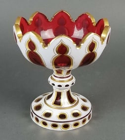 19th C. Bohemian Cut Crystal Tazza
