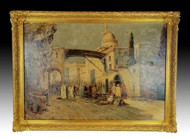 I.R. Abel Signed Large Orientalist Oil on Canvas
