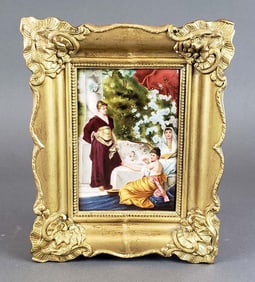 Antique Framed German Porcelain Plaque