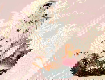 20th C. Chinese Porcelain Group, Guanyin Standing On A Shachihoko