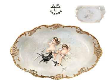 Large Antique JP Limoges France Hand Painted Cake Plate
