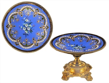 19th C. French Jeweled Enamel Miniature Centerpiece