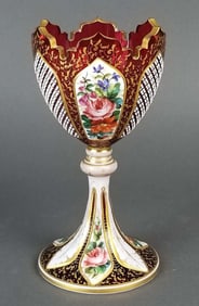 19th C. Bohemian Diamond Cut Goblet