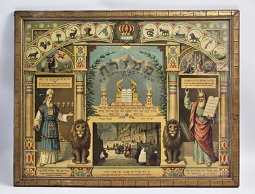 Beautiful Judaica Mizrach Chromo-Lithograph Circa 1900
