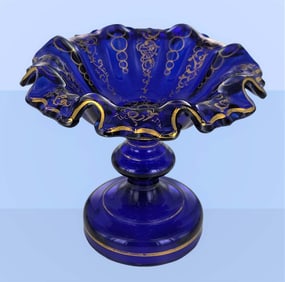19 C. Bohemian Cobalt Blue Gilt Compote