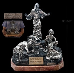 "The Judgment Of Solomon" Silver Sculptor Judaica By Israeli-American, Yaacov Heller