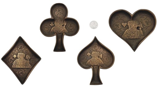 Set Of 4 Heavy Card Suit Dishes