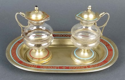 19th C. French Silver Cruet Set w/ Fitted Case