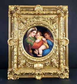 German Painted Porcelain Plaque of Madonna, Circa 1900