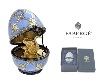Faberge Heather Blue Color Imperial Swan Egg