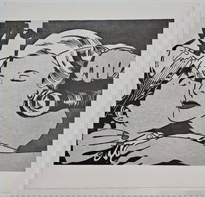 The Kiss, A Vintage Roy Lichtenstein Lithograph Print, COA (1 of 8)