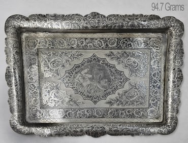 Persian Silver Tray (94.7g) Circa 1950's Iran