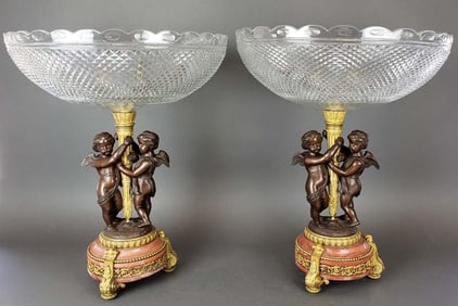 Pair of Large Gilt & Patinated Bronze