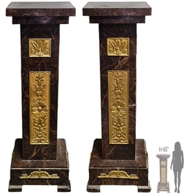 Pair Of French Style Marble Bronze Mounted Pedestals