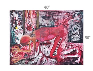 'They' Oil On Canvas Painting Signed By Ellie Shafiei